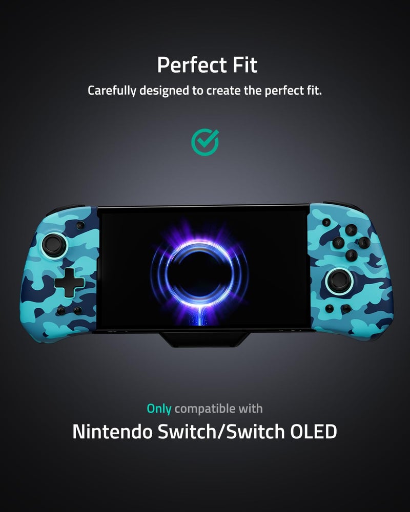 FUNLAB Switch Handheld Controller for Nintendo Switch Joycon Replacement, Camo Blue Switch Joypad Controller, Ergonomic One Piece Controles Customizable with Adjustable Color, Turbo, Mapping - Image 3